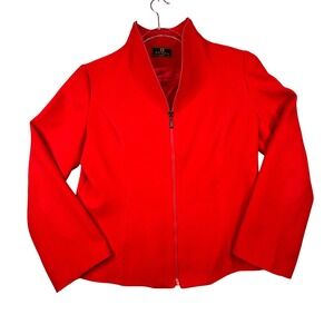 Fendi Maglia Red Zip‎ Up Jacket Mock Neck Vintage Made in Italy Women's Blazer